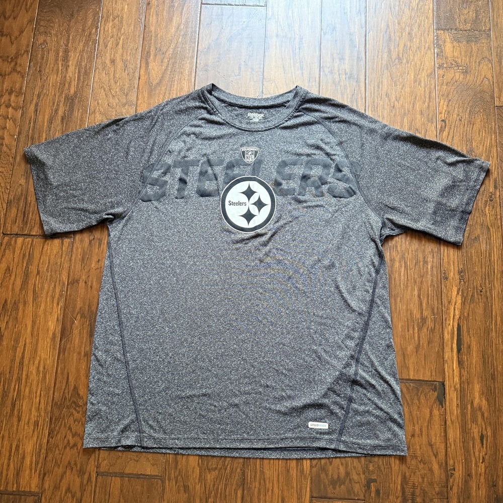 Steelers Shirt Mens XL Heather Gray NFL Football Reebok Speedwick Tee Pittsburg